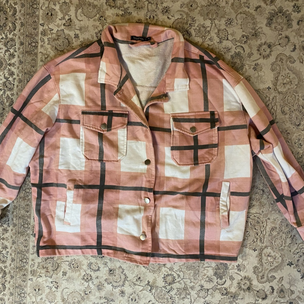 Boohoo Pink Plaid Jacket